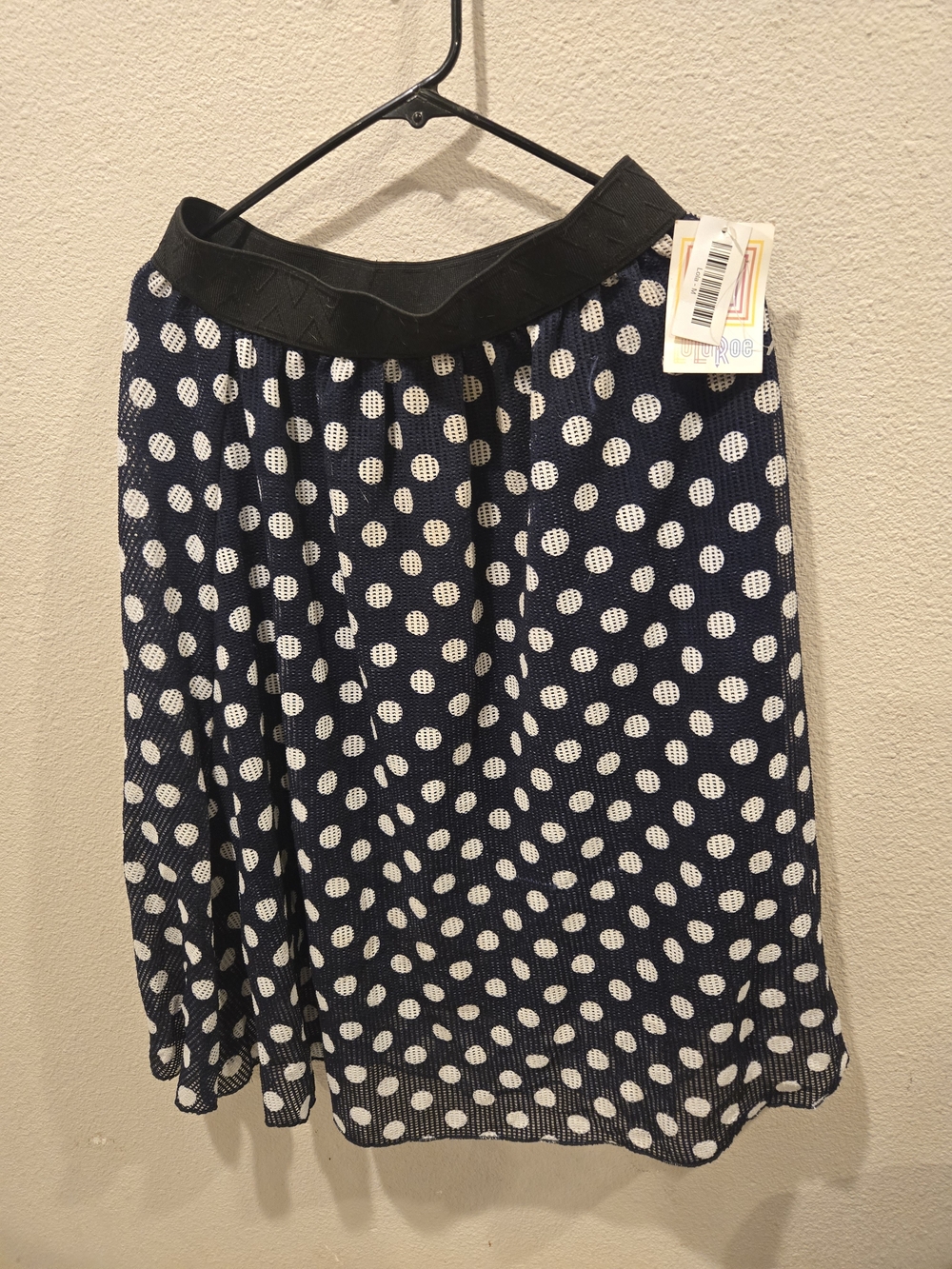 Lularoe Black and White Polka Dot Skirt with Black Elastic Waistband